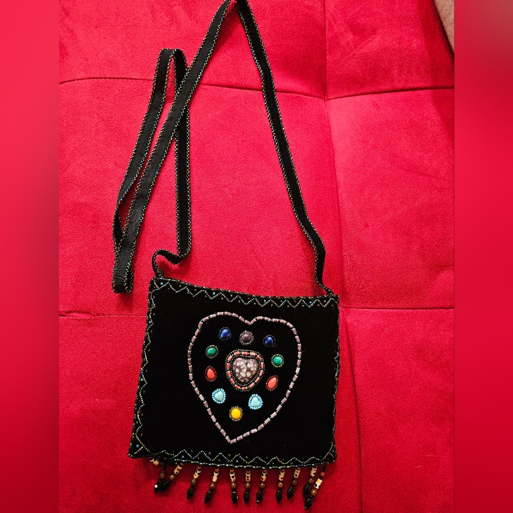 Black Velvet Beaded Purse